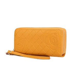 MKF Collection Honey Genuine Leather Quilted Flower-Embossed Women’s Wristlet Wallet by Mia K - 1 of 4