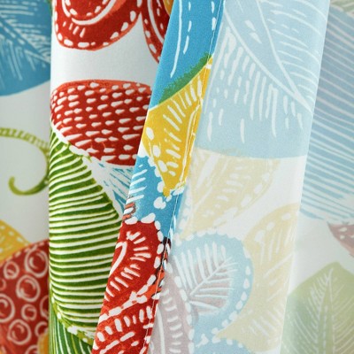 Layla Floral Light-Filtering Blue Polyester Window Curtain Panels
