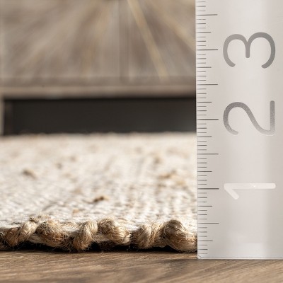 Meadow Natural Jute Flatweave Rug with Blue Stripes