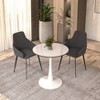 LeisureMod Bristol 27" Round Dining Table - Sintered Stone Top Accent Cafe Table & Sturdy Steel White Pedestal Base for Kitchen and Small Spaces - 2 of 4
