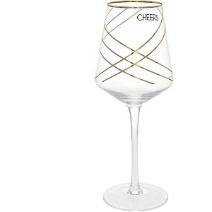 Pavilion Gift Company - Cheers Crosshatch - 17 oz Wine Glass - Drinkware - 1 of 4