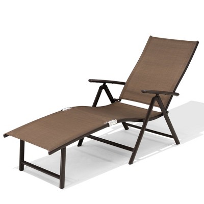 Pellebant Outdoor Aluminum Folding Adjustable Chaise Lounge