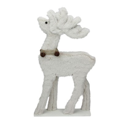 Allstate Floral 17.5" Beige Plush Standing Reindeer Christmas Figurine with Jingle Bells