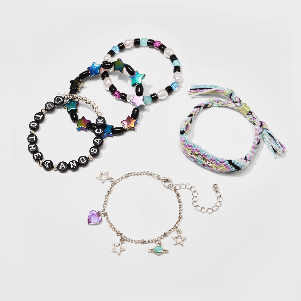 Girls' 5pk Beaded Friendship Bracelet Set - art class , One Color