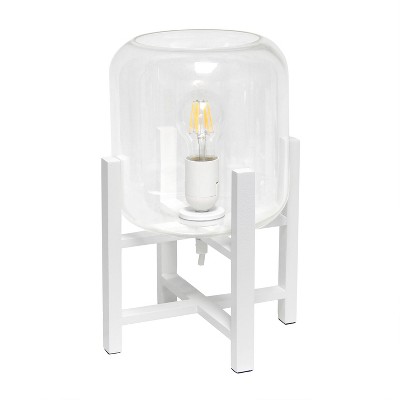 Wood Mounted Table Lamp with Glass Cylinder Shade White - Simple Designs