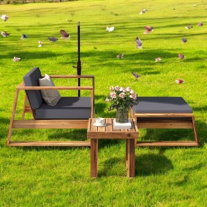 Mshliw Acacia Wood Outdoor Lounge Set with Chair, Ottoman, and Side Table – Comfortable Patio Set for Gardens, Balconies, and Poolsides - 1 of 4