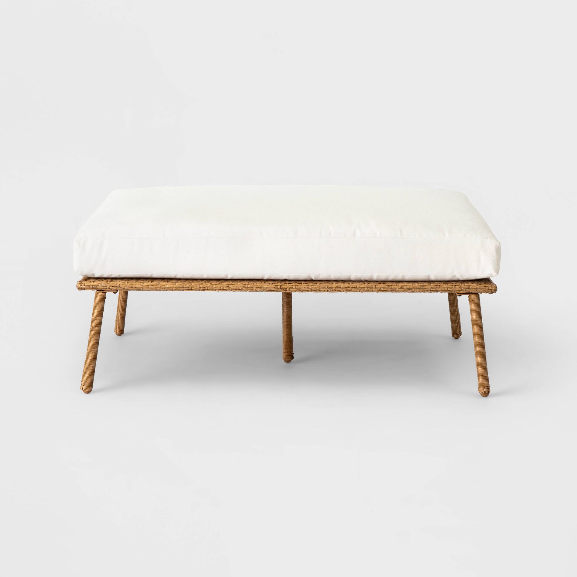 Britanna Oversized Patio Ottoman Linen Natural Wood/Off-White - Threshold™