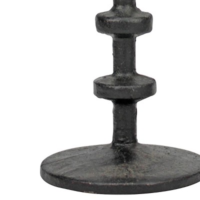7" Black Cast Iron Taper Candle Holder Set, 2 Pieces