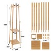 Artloge 3 Tier Free Standing Garment Organizer Natural Bamboo Coat Rack Corner Tall Garment Rack with 8 Hooks for Bedroom Living Room Entryway - 3 of 4