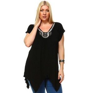 Women's Plus Size Embellished V-Neck Fenella Tunic Top - White Mark - 1 of 3