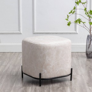 17" Modern Square Ottoman with Metal Base - WOVENBYRD - 1 of 4
