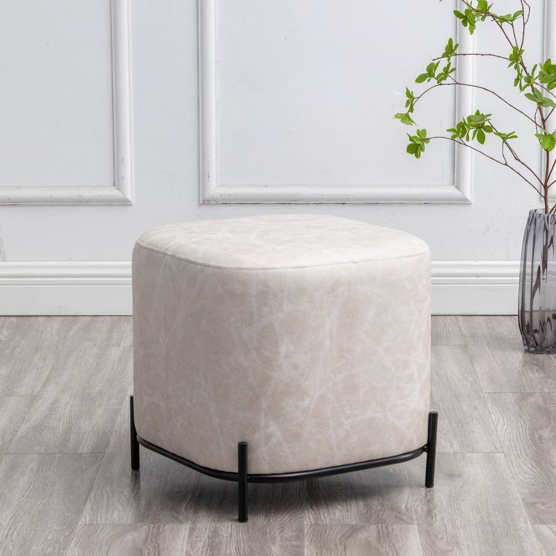 17" Modern Square Ottoman with Metal Base - WOVENBYRD, 3 of 13