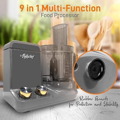 NutriChef Ultra Quiet Black Chrome 2L Food Processor with 6 Blades