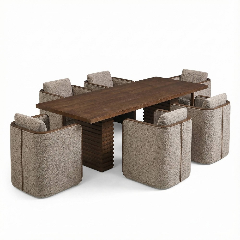 Christopher Knight Home Modern 7-Piece Rectangular Dining Set Taupe