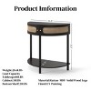 31.5" Half Moon Console Table with Sliding Rattan Doors and Bottom Shelf for Living Room or Hallway-The Pop Home - 4 of 4