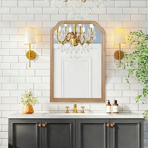 Whisen 20" x 30" Rounded Corner Decorative Mirror, Solid Wood Frame, Entryway - 1 of 4