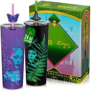 Dragon Glassware x Wicked 24 oz Vacuum Insulated Tumbler with Lid & Straws Set of 2 - Wicked For Good - 1 of 4