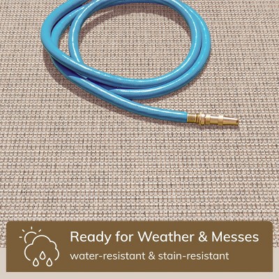 Ivory Synthetic Flat Woven 8' x 10' Indoor/Outdoor Rug