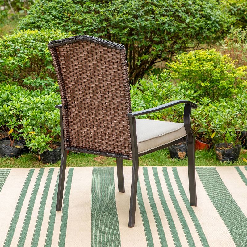 2pk Outdoor Steel Dining Chairs with Fan-Shaped Back &#38; Cushions Beige - Captiva Designs, 4 of 12