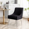 SEYNAR Modern Velvet Pleated Finish Back Dining Chair Set of 6 with Rear Handle - 4 of 4