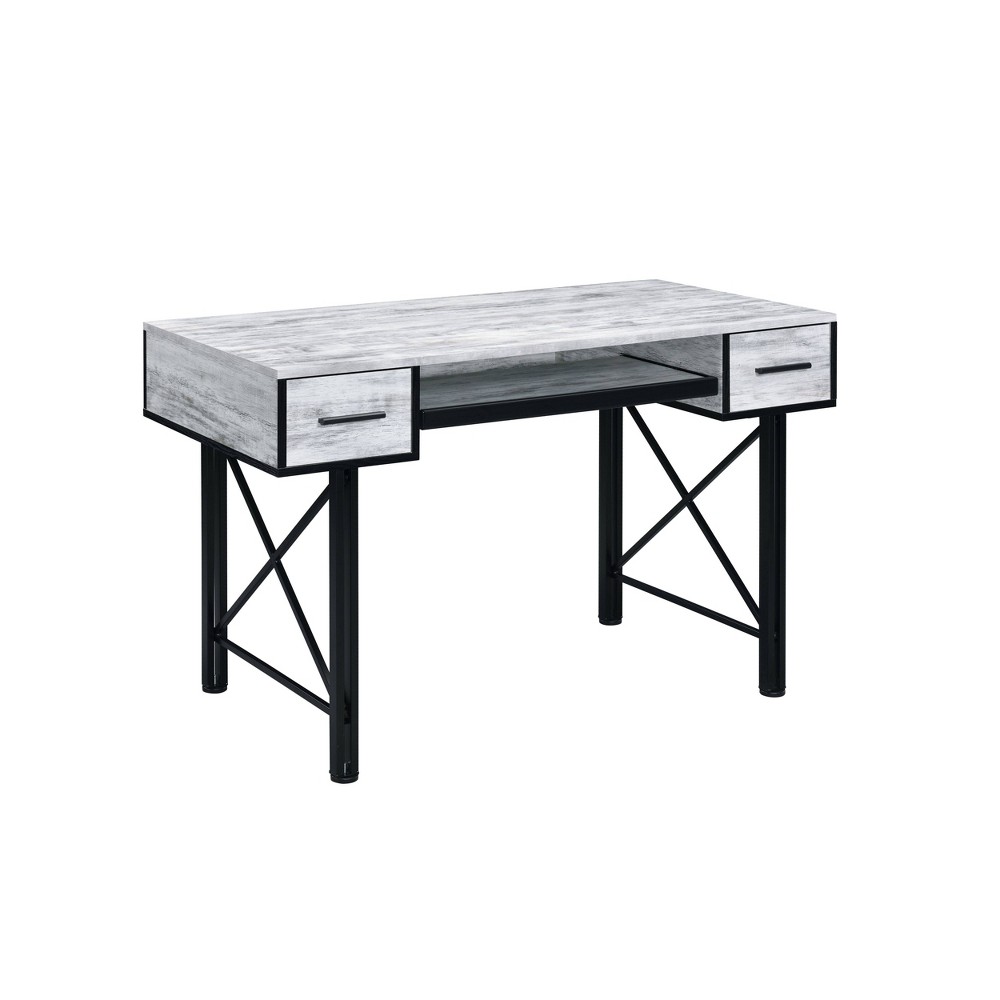 Photos - Office Desk Settea Writing Desk Weathered White/Black - Acme Furniture