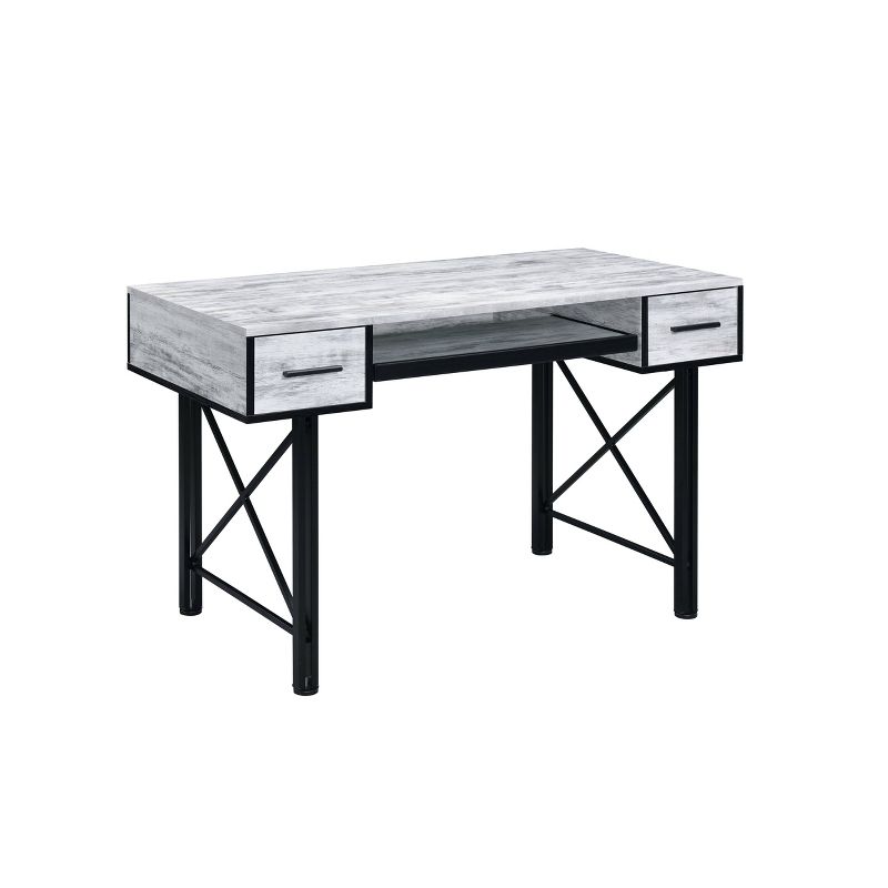 Settea Writing Desk Weathered White/Black - Acme Furniture, 1 of 7