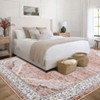 Washable Vintage Medallion Rug Non Slip Low Pile Rug Soft Throw Floor Cover Foldable Indoor Carpet for Living Room Bedroom,Orange Pink/8'x10' - 4 of 4
