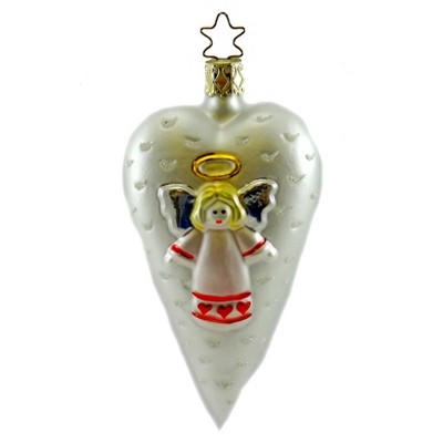 Inge Glas 4.0 Inch Angel Of Hearts Ornament Tree Ornaments