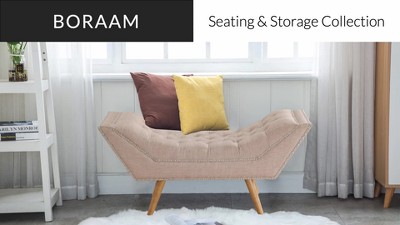 Mico 45" Gray Fabric Upholstered Storage Ottoman Bench