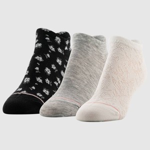 Goldtoe Signature Collection Women's 3pk Fresh Care Linework Floral Liner Socks - White/Grey/Black 6-9 - 1 of 4