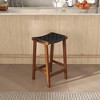 Genuine Leather Counter Stool with Padded Seat and Sturdy Frame, Mid-Century Modern Design for Kitchen or Home Bar - 2 of 4
