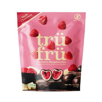Tru Fru Hyper-Dried Raspberries Covered in Dark Chocolate Candy - 4.2oz