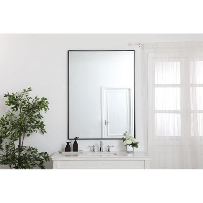 Elegant 36" Black Metal Frame Rectangular Mirror