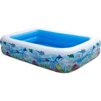 Syncfun Inflatable Swimming Pool, 103" x 69" x 20" Giant-Size Swim Center Kiddie Pool Ocean Pattern for Summer