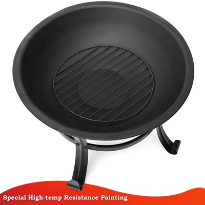 22-Inch Black Steel Free-Standing Outdoor Fire Pit