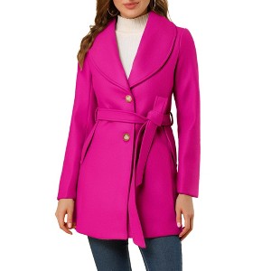INSPIRE CHIC Women's Casual Shawl Collar Single Breasted Belted Overcoat - 1 of 4