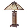 Chloe Lighting Zella Tiffany-Style Mission 3 Light Double Lit Wooden Table Lamp 15" Shade - 3 of 3