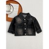 MyKids-Usa Baby Kids Button Front Design Washed Style Turndown Collar Denim Jacket Coat - 2 of 4
