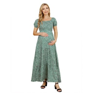 Women's Smocked Elastic Waist Tiered Maxi Dress - 1 of 1