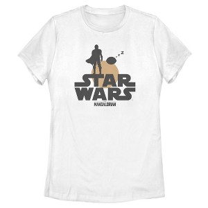Women's Star Wars The Mandalorian The Child and Bounty Hunter Silhouette Sunset T-Shirt - 1 of 4