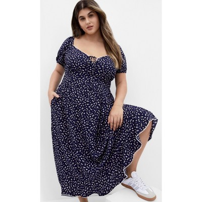 Women's Plus Size Sky Midi Dress - navy print | CITY CHIC