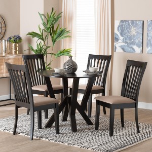 Baxton Studio Marian Modern Sand Fabric and Dark Brown Finished Wood 5-Piece Dining Set - 1 of 4