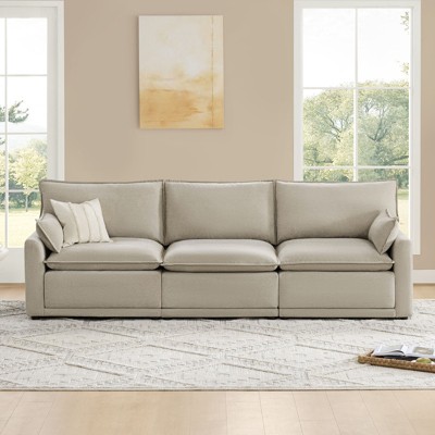 Spruce & Spring Modular Couch Oversized Sectional Sofa for Living Room, Taupe-3PC
