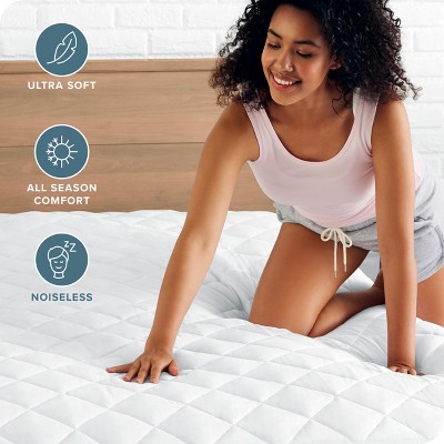 White Twin Quilted Down Alternative Mattress Pad
