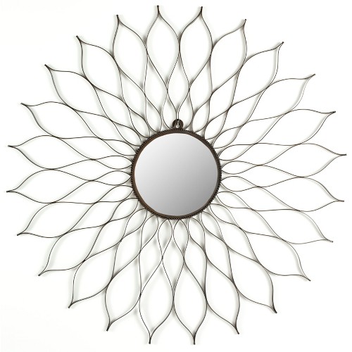 Sunburst Flower Decorative Wall Mirror Brown - Safavieh