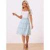 Allegra K Women's Floral Print Smocked Elastic Waist Midi Flowy Tiered Ruffle Skirt - 3 of 4