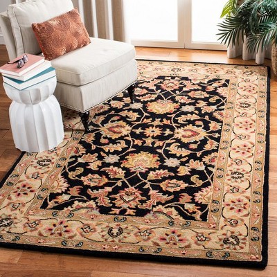 Black and Gold Hand-Tufted Wool 4' x 6' Area Rug