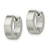 Black Bow Jewelry Stainless Steel Brushed Hinged Huggie Round Hoop Earrings, 4 x 14mm - 2 of 4