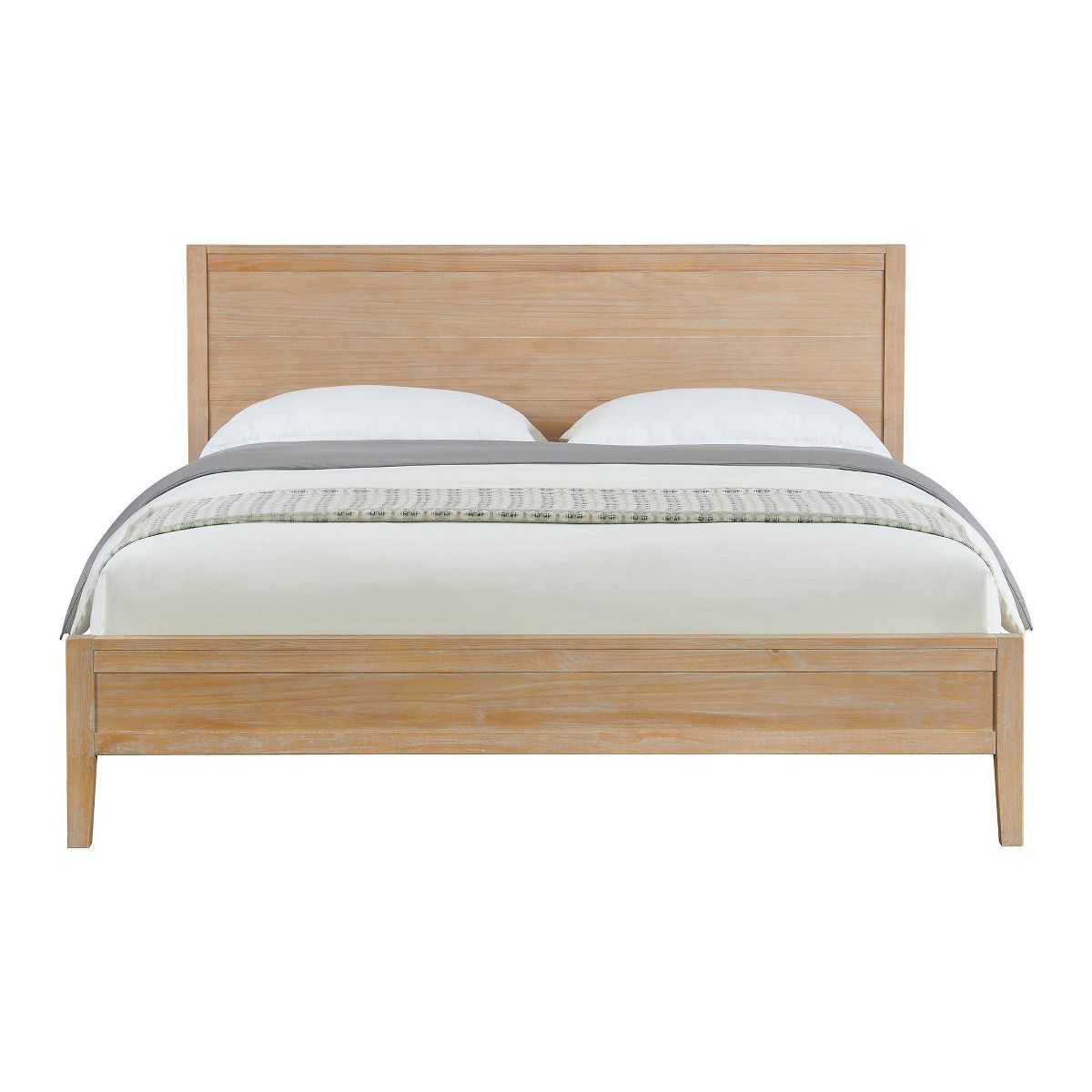 4pc Arden Wood Bedroom Set with 2 Drawer Nightstand with Open Shelf Light Driftwood - Alaterre Furniture - thumbnail 3
