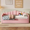 KTMBDW Twin Size Upholstered Daybed with Adjustable Height Pop Up Trundle Twin Bed, Day Bed Frame with 2 Side Pockets, No Box-Spring Needed - 2 of 4
